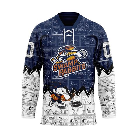 ECHL Greenville Swamp Rabbits Special Peanuts Lace Hockey Jersey Design ...