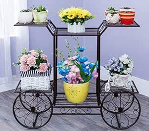 MetalTouch 6 Tier Shelf Plant Stand Wheel Shelf Metal Flower Pot Rack ...