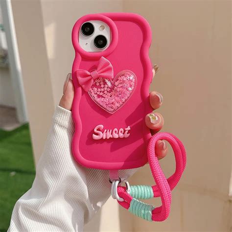 Shimmering Ribbon Bow Heart Glitter Case – Peeperly