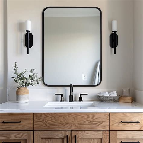 ANDY STAR 24x32 INCH Black Bathroom Mirror, Black Bathroom Vanity ...