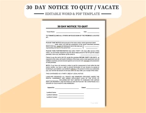 30 Day Notice Of Intent To Vacate Template - astra.edu.pl