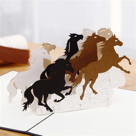 Buy Liif Galloping Horses Greeting Pop Up Card for All Occasions, Pop ...