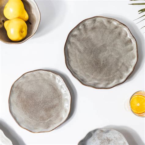 Eclectic Stoneware Snack Plate Grey 8 Inch Online - Premium Snack Plate ...