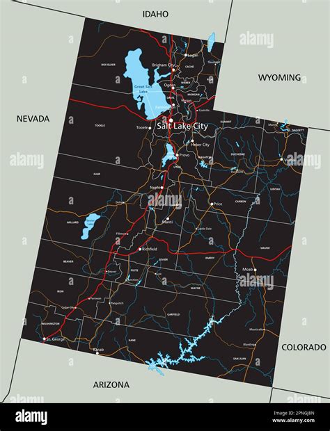 High detailed Utah road map with labeling Stock Vector Image & Art - Alamy