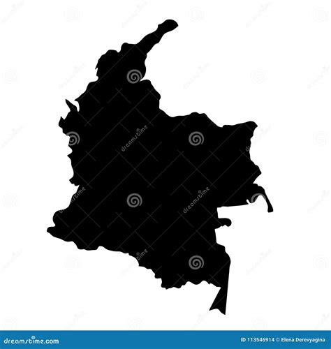 Black Silhouette Country Borders Map of Colombia on White Background of ...