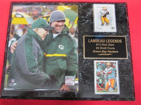 Packers Bart Starr and Brett Favre 2 Card Plaque w/Color Photo Favre ...