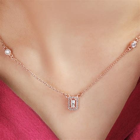 Buy Radiant Square Drop CZ Rose Gold Plated Women's Necklace Online – Zavya