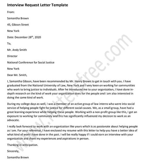 Image result for Interview Request Letter Sample