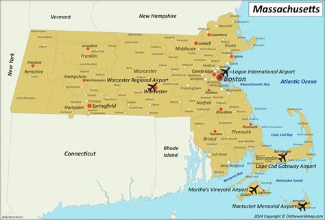 Massachusetts East Coast Airports Map