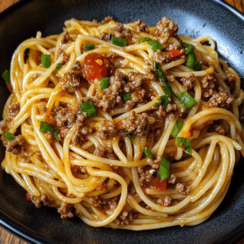 Asian-Style Ground Beef Spaghetti - My Tasteful Recipes