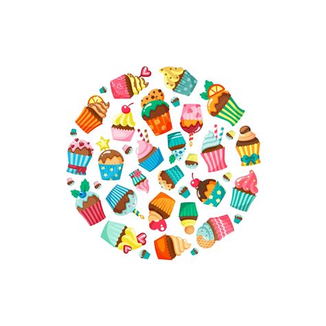 Premium Vector | Muffins circle shape illustration with set of ...