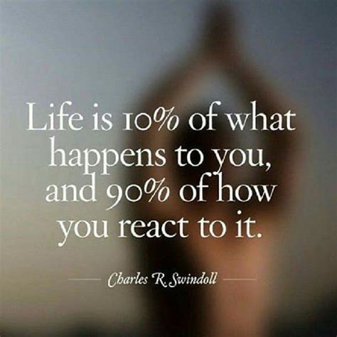 Charles R. Swindoll Quote: “Life is 10% what happens to you and 90% how ...