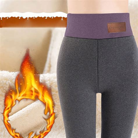 jsaierl Fleece Lined Leggings Women Thermal Thick Warm Tights Sherpa ...