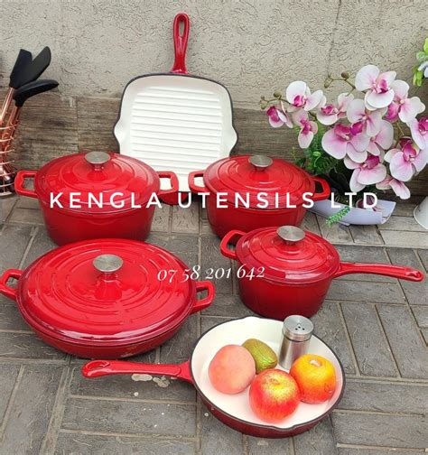 10-Piece Ultimate Enamel Cast Iron Cookware Set Red – Kengla Utensils