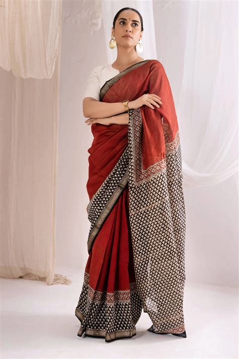 Maroon Maheshwari Silk Handloom Saree - Vastraraag