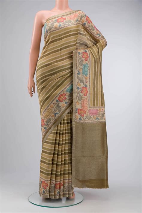 Beige Tussar Silk Saree – Nalli Silk Sarees Pvt Ltd
