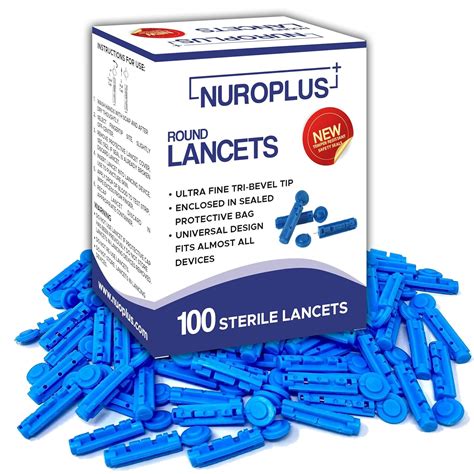 Nuroplus 30G Ultra-Thin Round Lancets, 100 Pack – Sterile Disposable ...