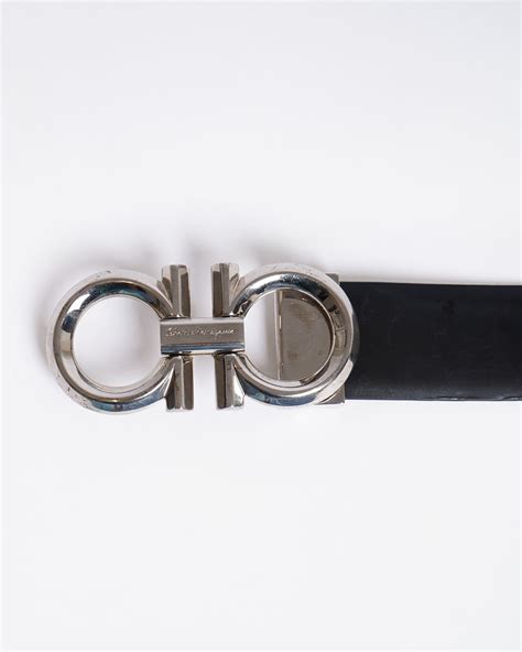 Authentic Pre-loved Salvatore Ferragamo Gancini Belt in Black Leather ...