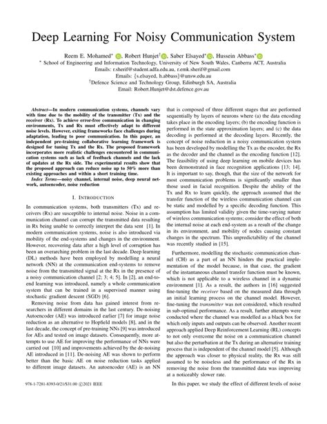 Image result for Deep Learning Communication System