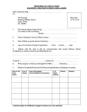 Fillable Online PROFORMA OF APPLICATION Fax Email Print - pdfFiller