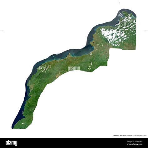 Zamboanga del Norte, province of Philippines. Sentinel-2 satellite imagery. Shape isolated on ...