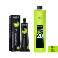 Loreal Inoa Ammonia Free Hair Color 60G 1 Black + 20Vol 6% Developer 9 ...
