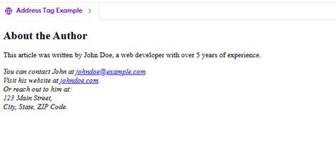 Address Tag in HTML 的图像结果