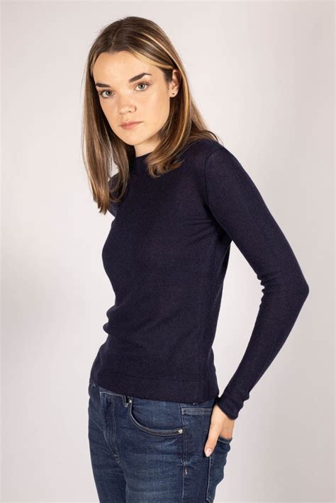 Slim Fit Cashmere Sweater KAREN – 100% Italian 1-Ply Navy - Krista Elsta