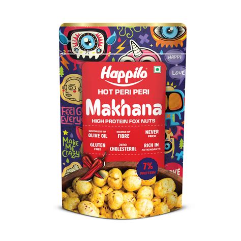 Happilo Premium Super Snack Makhana Peri Peri 55g, Roasted Foxnut Heal