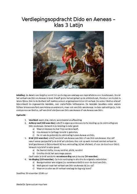 Verdiepingsopdracht Dido en Aeneas - Vooral het verhaal van Dido en ...