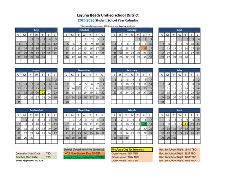 Laguna Beach Unified School District Calendar 25-26 Revised Calendar ...