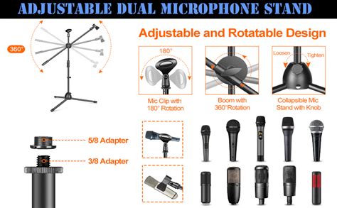 DEVICE OF URBAN INFOTECH Heavy Duty Adjustable Microphone Stand | Dual ...