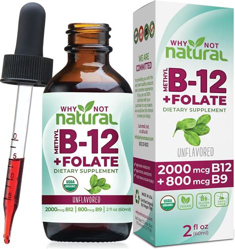 Amazon.com: Why Not Natural Vitamin B12 Liquid Plus Folate - Organic Sublingual Extra Strength ...