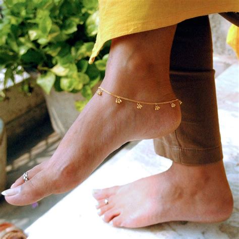 Buy 18K Solid Gold Anklet With Bells, Cuban Link Curb Chain Anklet ...
