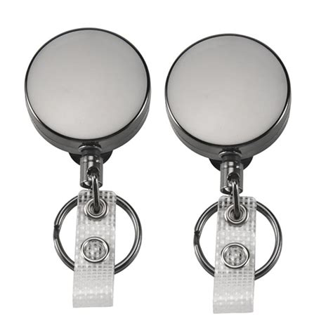 2 Pack Mini Heavy Duty Retractable Badge Holder Reel, Metal ID Badge Holder with Belt Clip Key ...