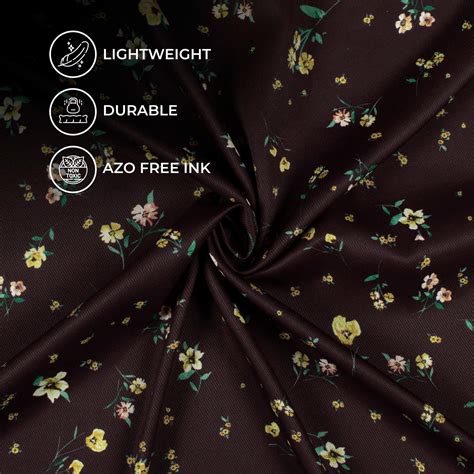 Dark Brown And Corn Yellow Floral Pattern Digital Print Twill Fabric ...
