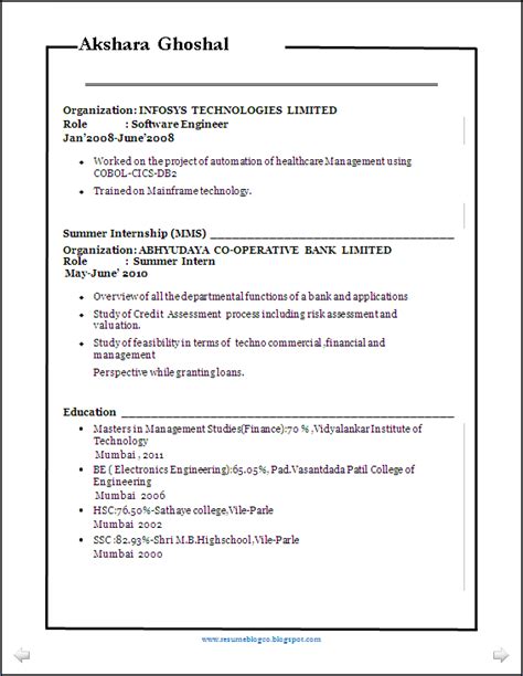 Better Resume Sample: MBA (FIN) & BE Having 6 years Good Experience in ...