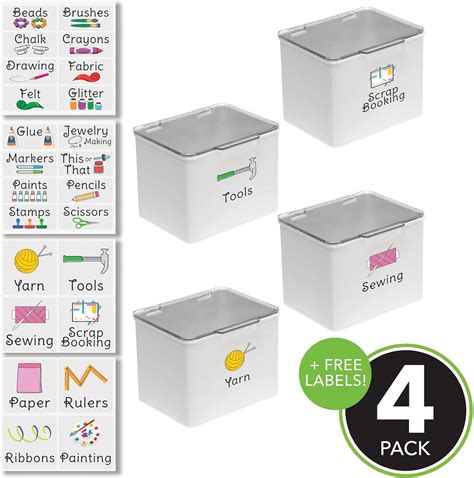 Buy mDesign Stackable Plastic Craft, Sewing, Crochet Storage Container ...