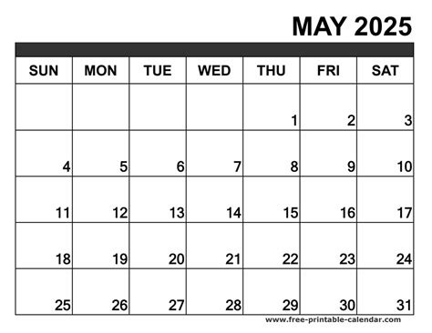 May2025 Calendar Printable - King Printables