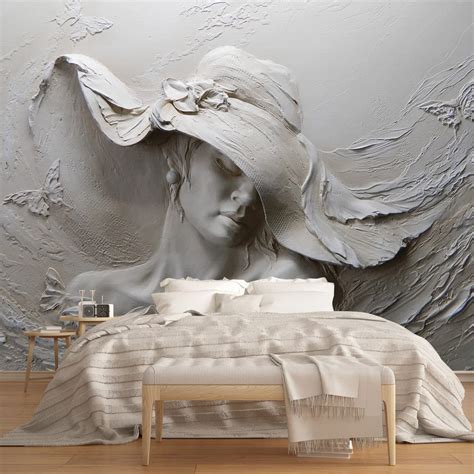 Buy MFWFM Art Wallpaper 3D Illusion Woman Face Mural Wallpaper for ...