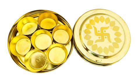 Pure Brass Box - Mandir Roli/Chawal/Chandan/Kumkum Puja Box/Dibbi with ...