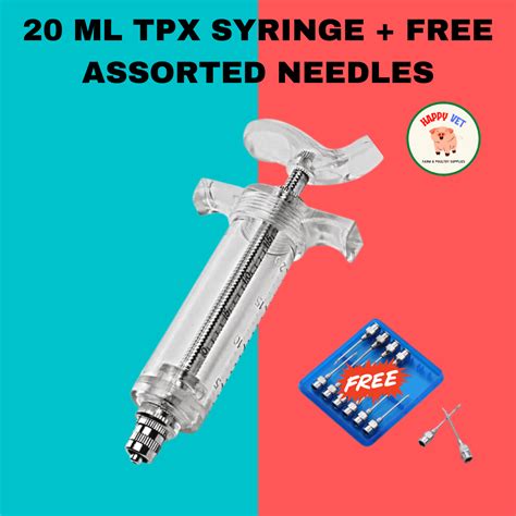 20mL Fiberglass Veterinary Syringe + Free 12pcs assorted needles ...