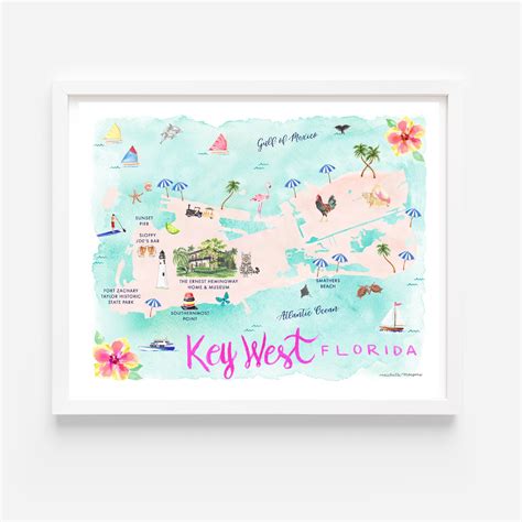 Key West Florida Map Key West, Florida Map Card — Designs By Robyn