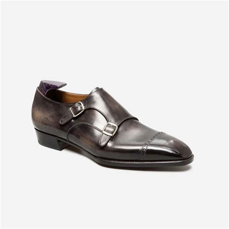 Punched Monk Strap Dark Leather Shoes by Italian Vega®