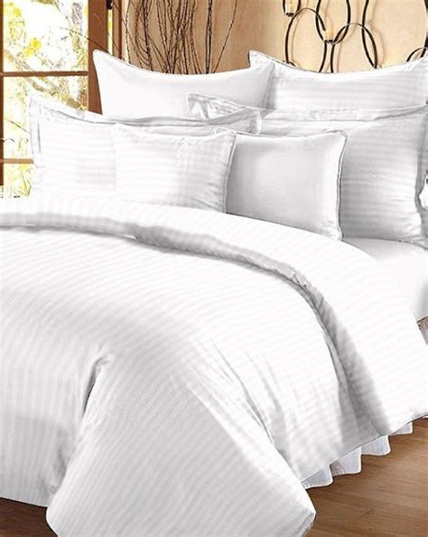 Knix white Satin King Queen Size Self Stripe Bed Sheet | Knix Sleep