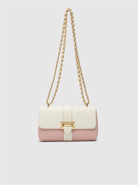 Buy Powder Pink-White Estelle Crossbody Bag Online- Miraggio