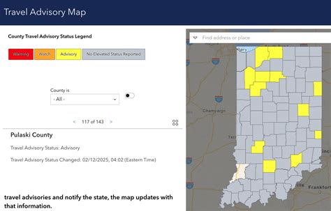 Indiana Travel Advisory Map