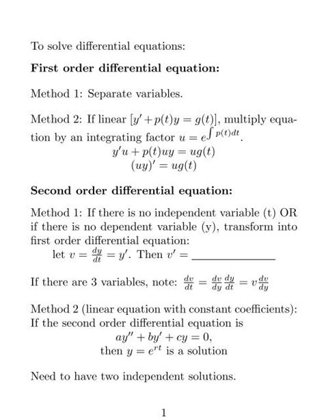 Image result for Solve First Order Differential Equations