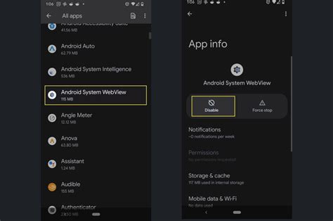 Image result for Android System WebView Disable or Enable