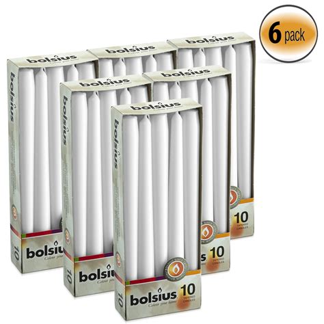 Buy Bolsius White Taper Candle 10 Bulk Set of 60 Tall Decor Candles ...
